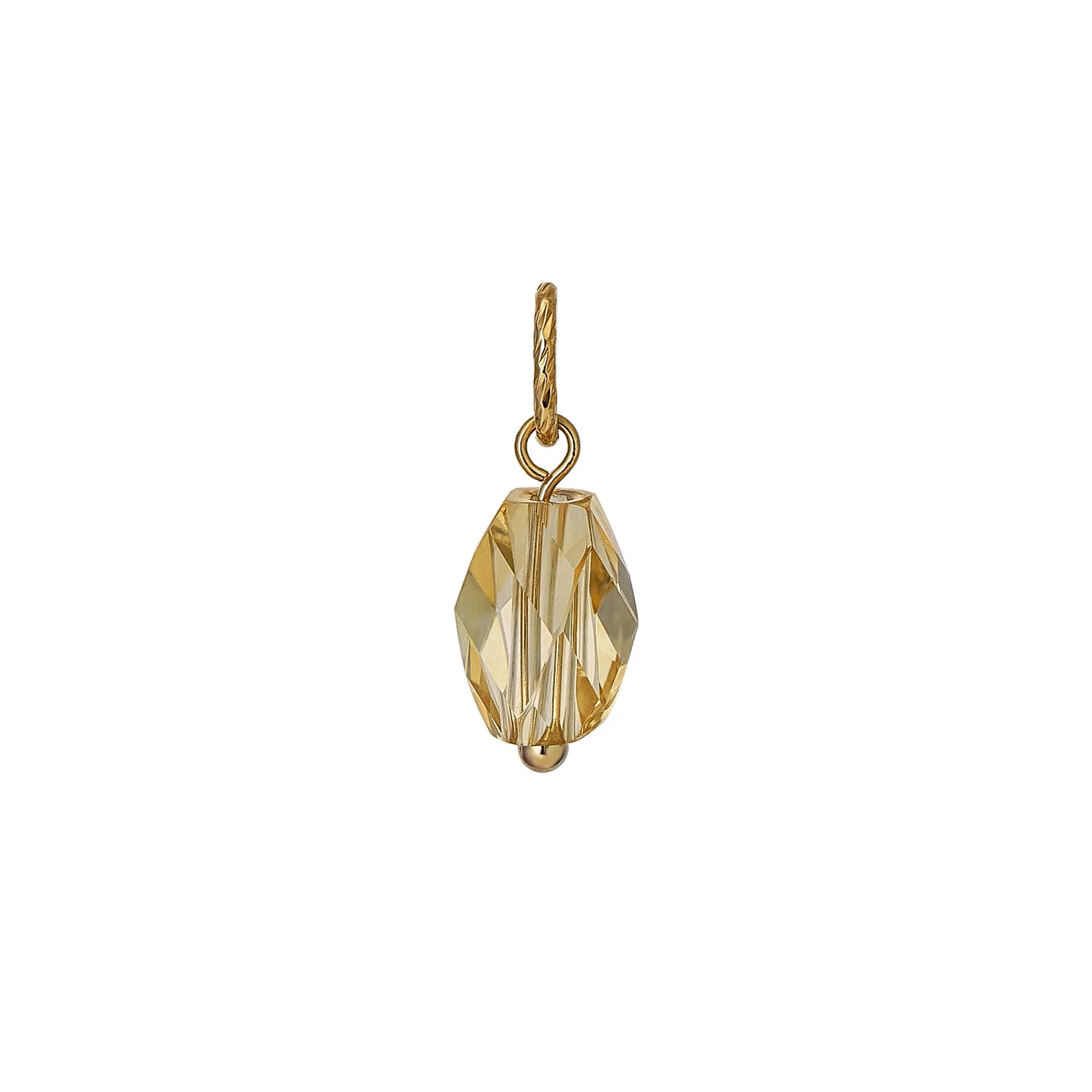 10K Citrine Polygon Shape Necklace Charm (Yellow Gold)
