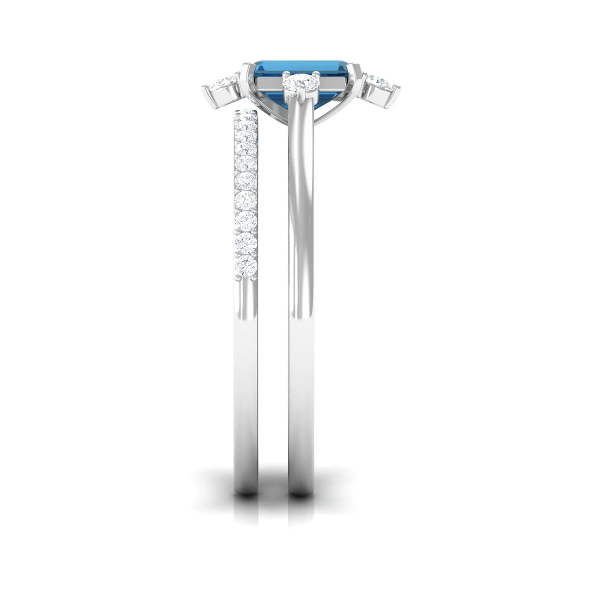 1.25 CT London Blue Topaz and Diamond Ring Set
