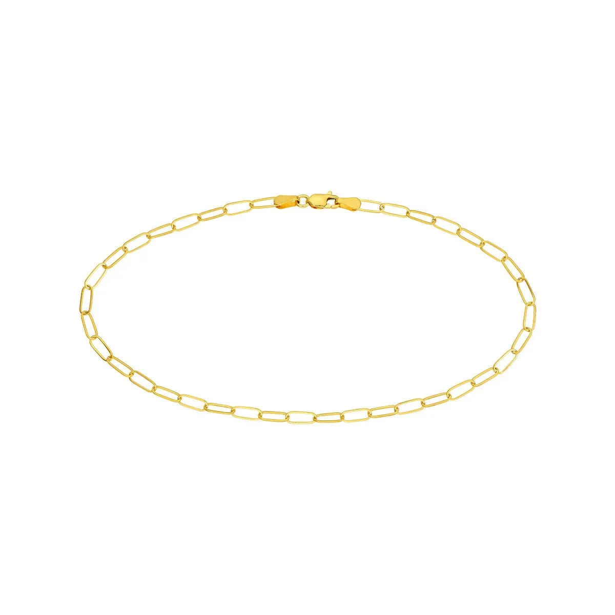 14K Yellow Gold 3.00mm Paper Clip Chain with Lobster Lock Anklet