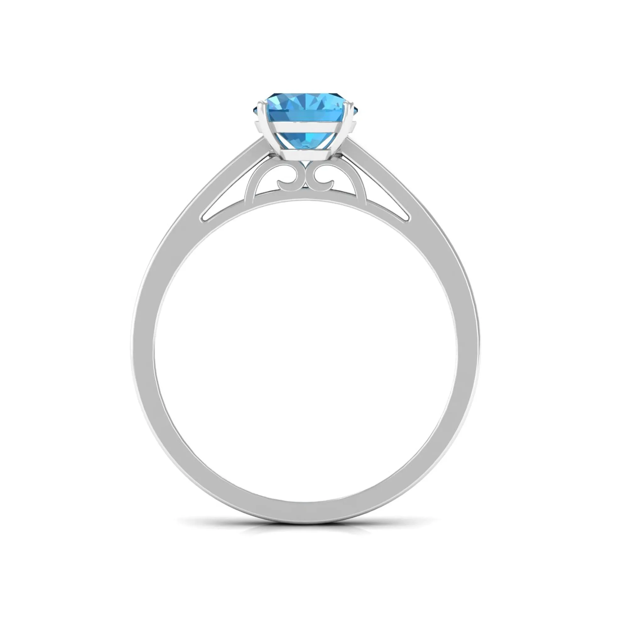 1.50 CT Swiss Blue Topaz Solitaire and Diamond Ring