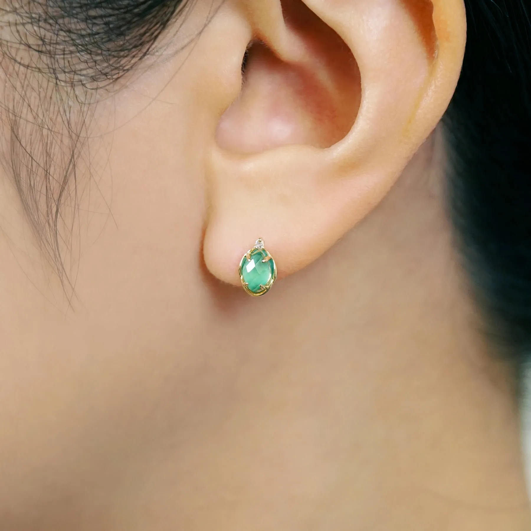 18K/10K "Winter Great Diamond" Citrine x Turquoise Earrings (Yellow Gold)
