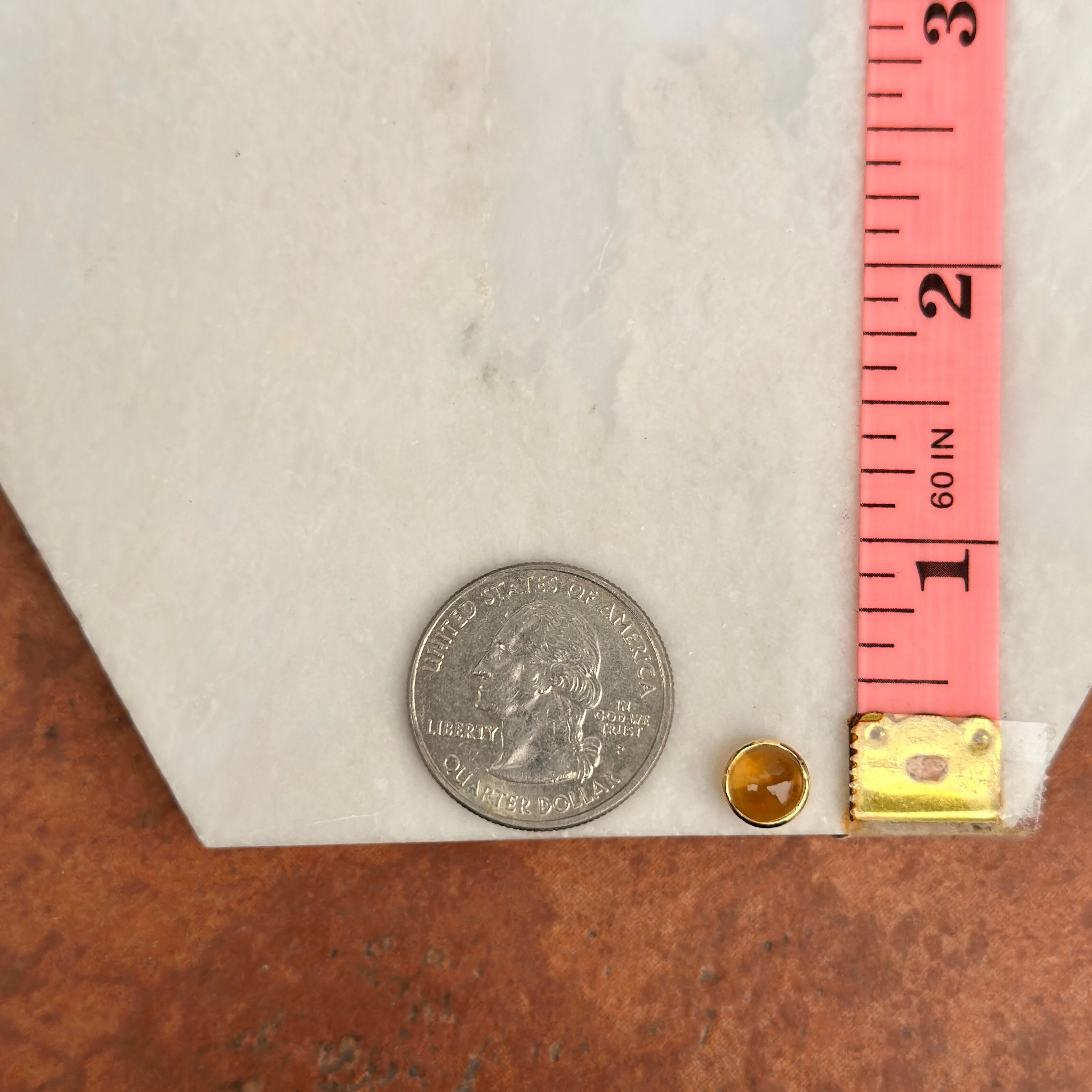 18KT Yellow Gold Round Cabochon Citrine Bezel Pendant Slide