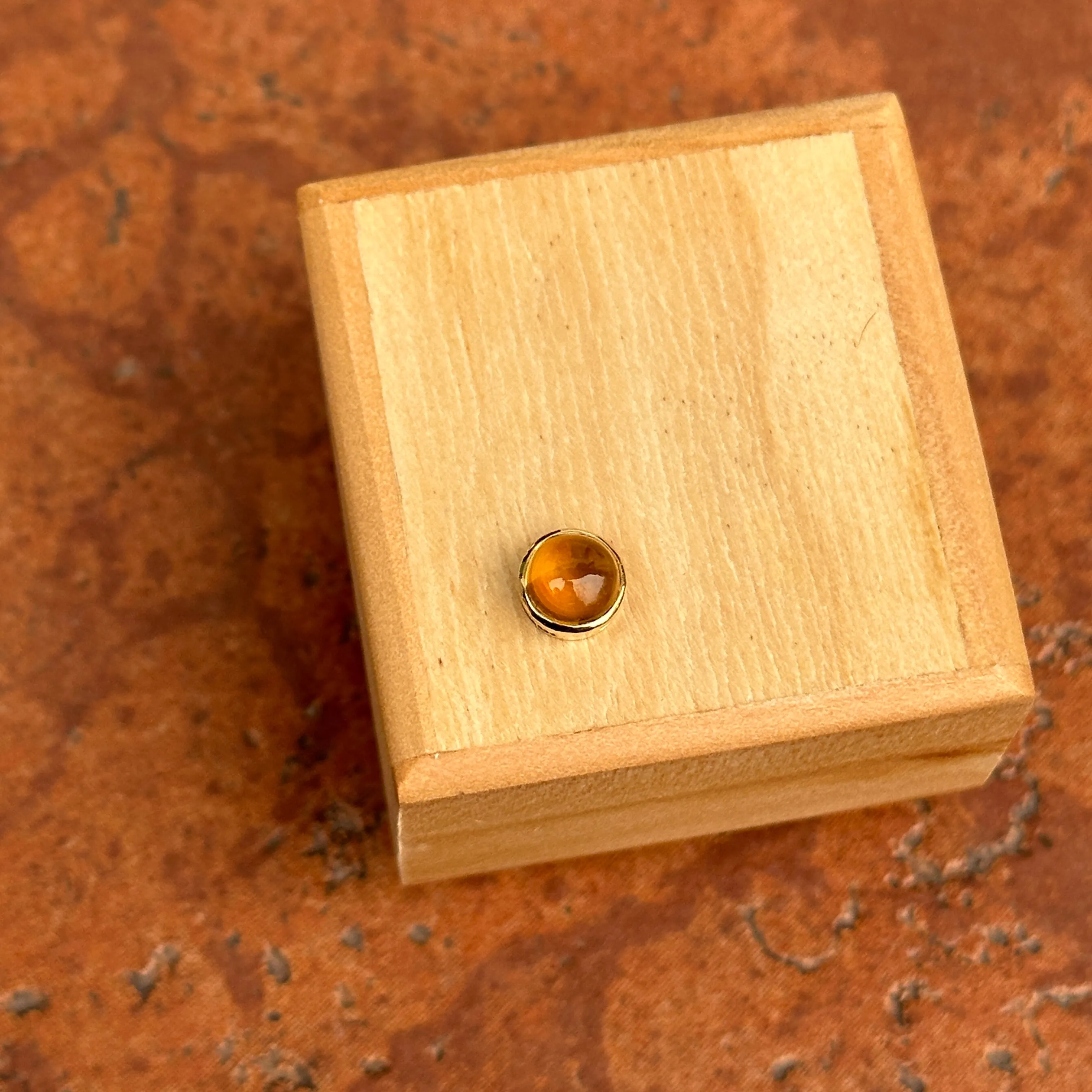 18KT Yellow Gold Round Cabochon Citrine Bezel Pendant Slide