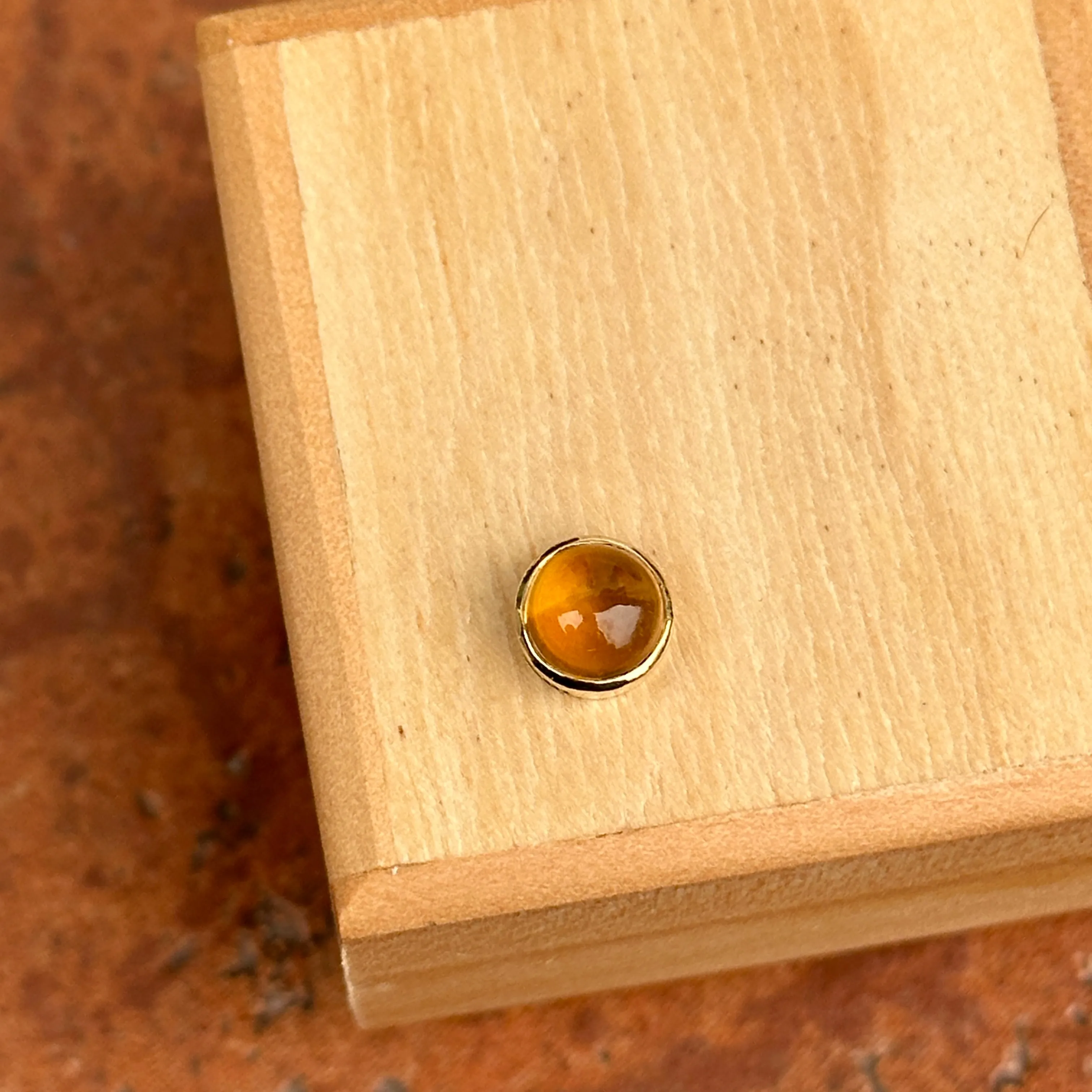 18KT Yellow Gold Round Cabochon Citrine Bezel Pendant Slide