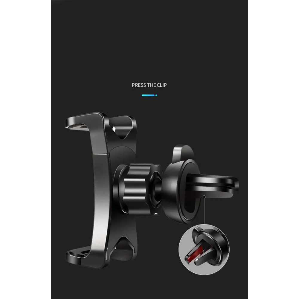 3 in 1 Car GPS Smartphone Holder: Dashboard / Visor Clamp   AC Grid Clip for Gresso Regal Gold - Black