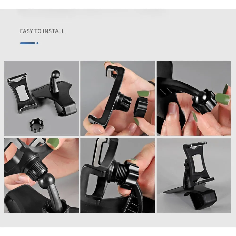 3 in 1 Car GPS Smartphone Holder: Dashboard / Visor Clamp   AC Grid Clip for Gresso Regal Gold - Black