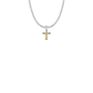 5/8 Inch Sterling Silver and Glass Crystal November Birthstone Baguette Cross Necklace