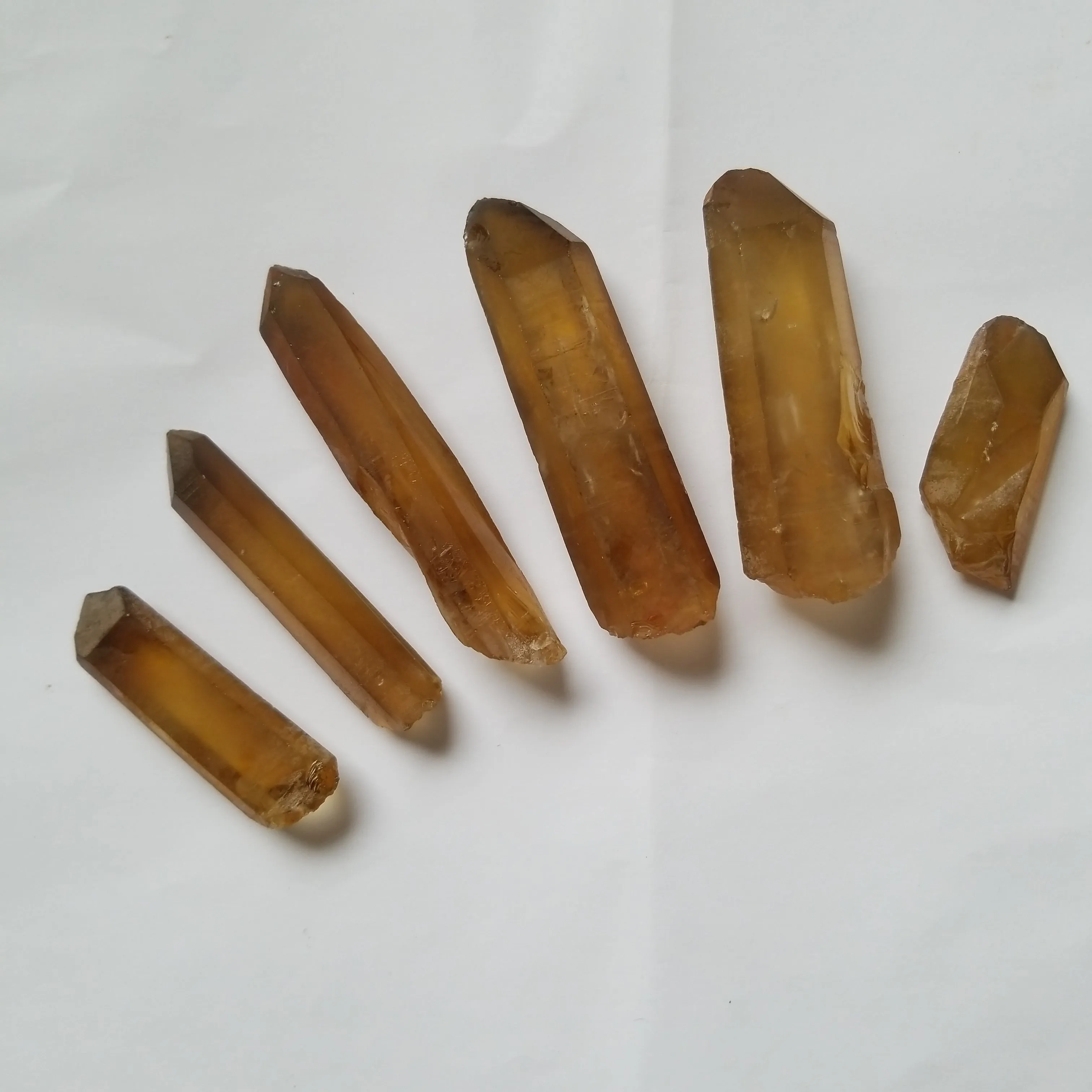 Bulk lot of 6 Natural Citrine, Citrine Quartz From Mansa, Zambia, Citrine Points