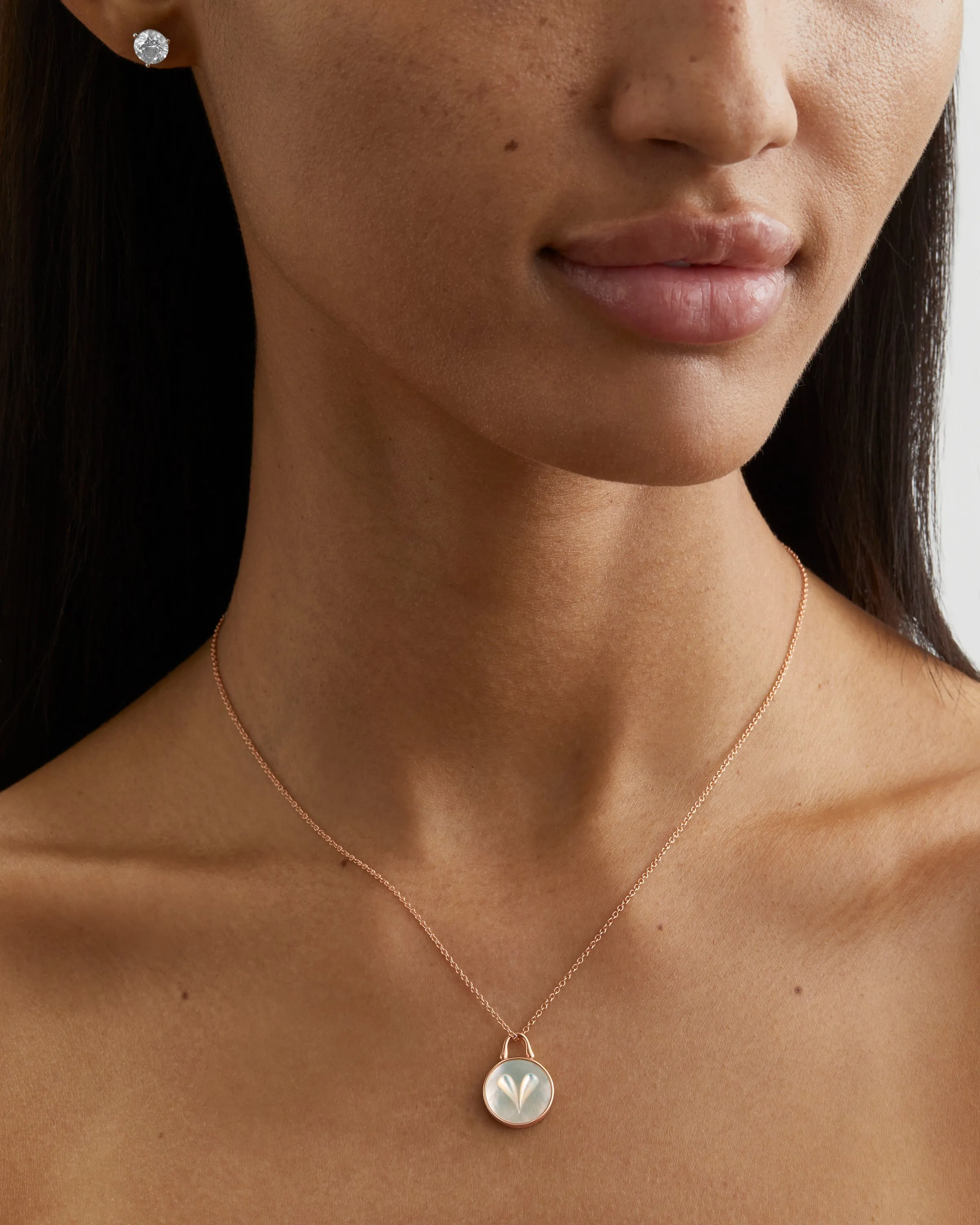 Cameo Heart Pendant 12mm in 18k Rose Gold