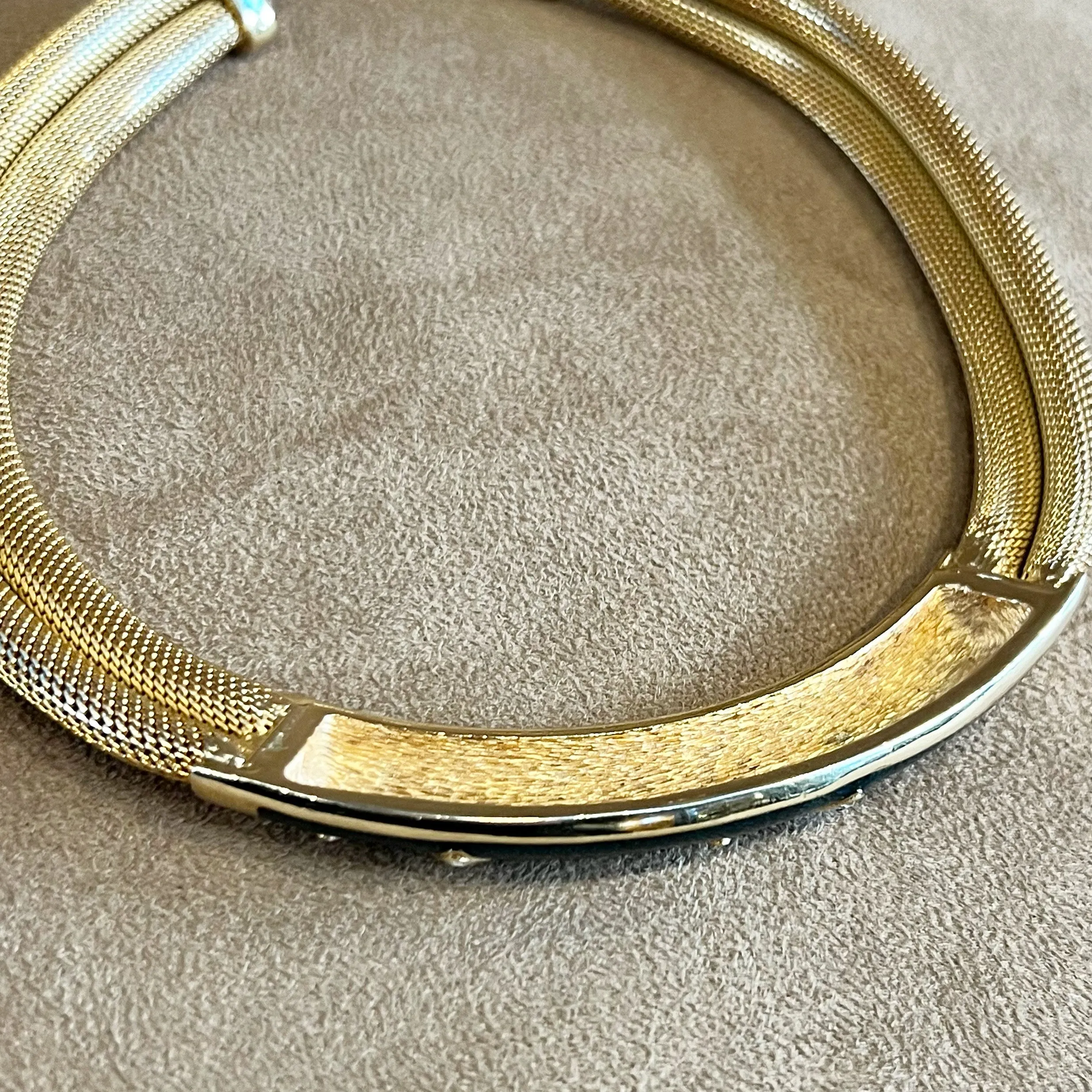 Christian Dior Vintage Green Enamel Gold Plated Crystal Necklace