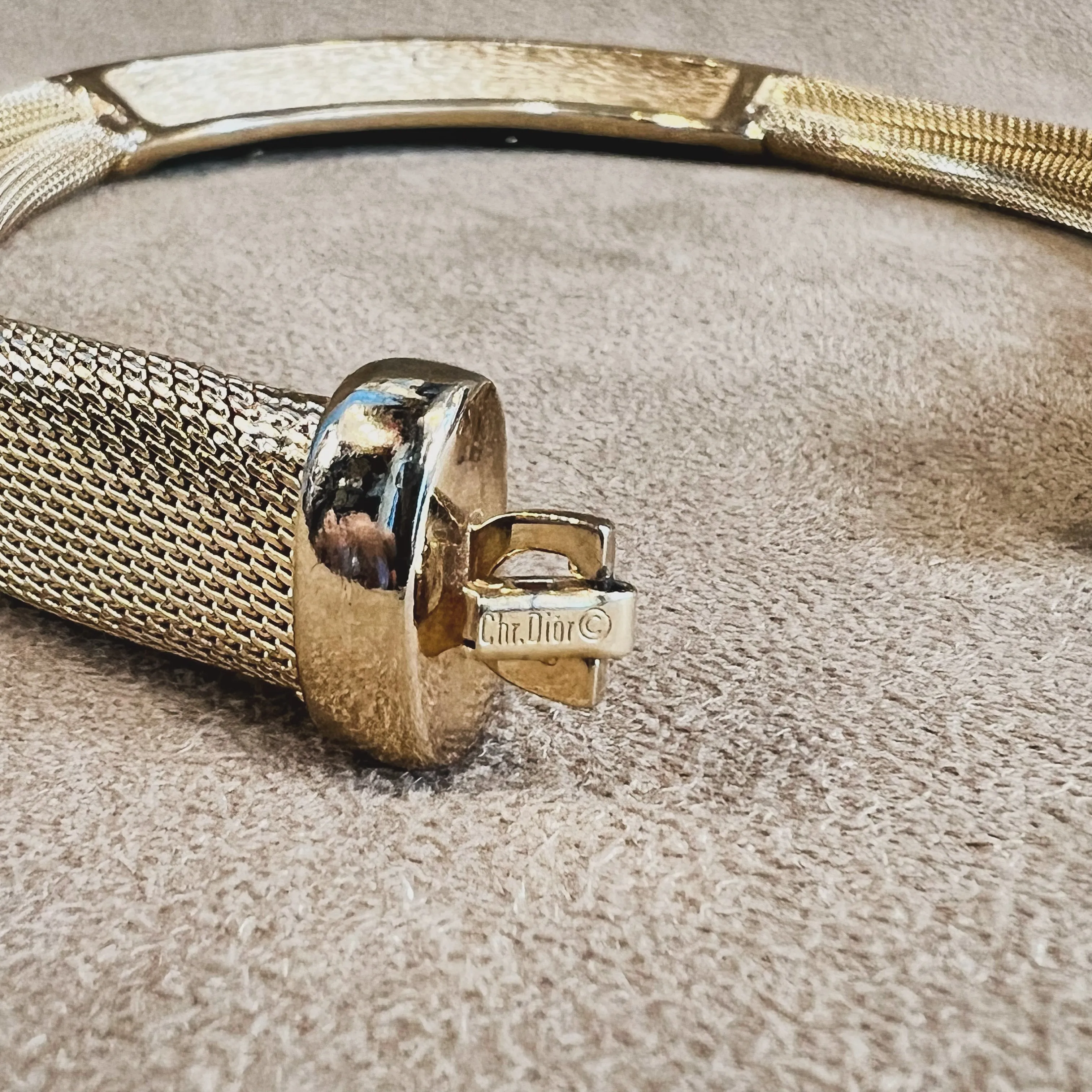 Christian Dior Vintage Green Enamel Gold Plated Crystal Necklace