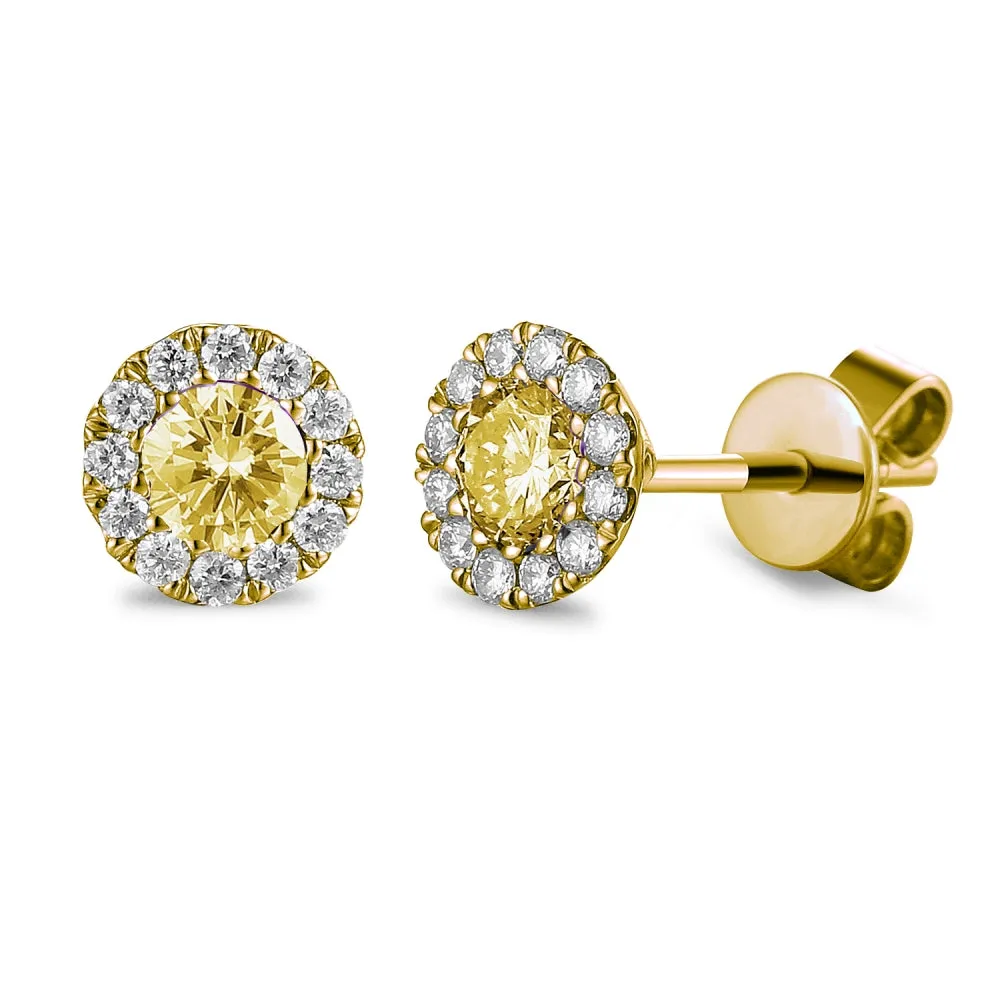 Citrine & Diamond Cluster Stud Earrings - Yellow Gold - NTE409CITD-9YG