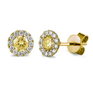 Citrine & Diamond Cluster Stud Earrings - Yellow Gold - NTE409CITD-9YG