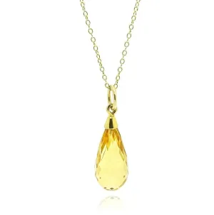 Citrine Briolette Drop 9ct Gold Necklace