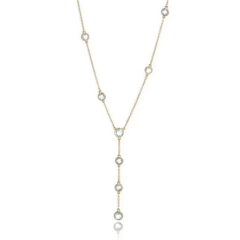 Color Collection Collection 14KT Yellow Gold Blue Topaz Tie Necklace