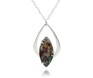 Confetti Chrysocolla Marquise Silver Necklace