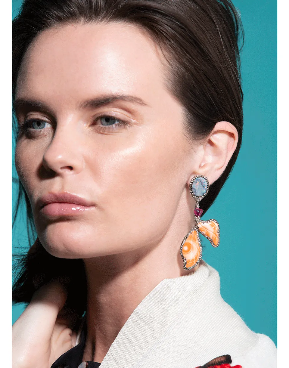 Coral and Opal Earrings
