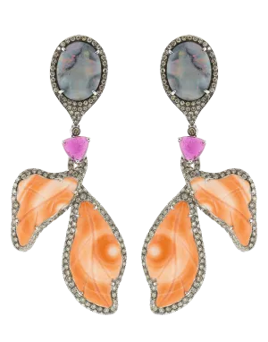 Coral and Opal Earrings