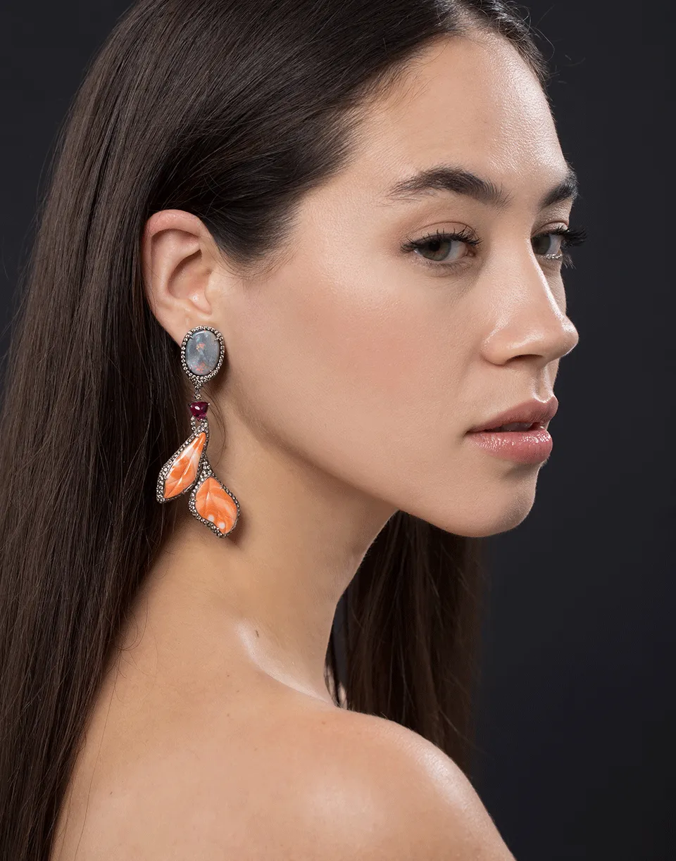 Coral and Opal Earrings