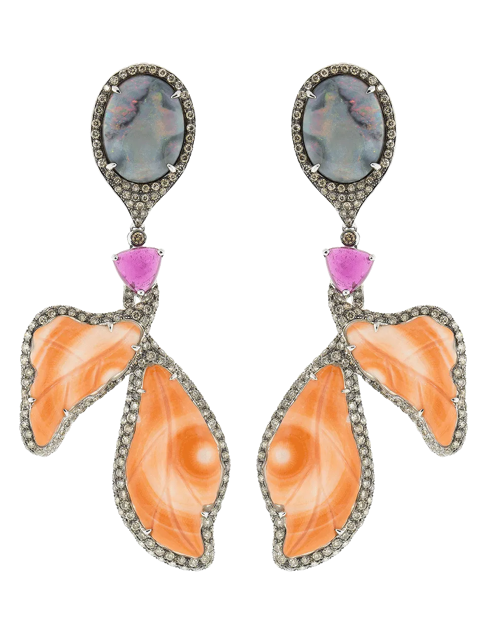 Coral and Opal Earrings