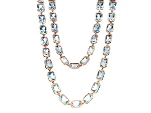 Emerald Cut Blue Topaz Necklace