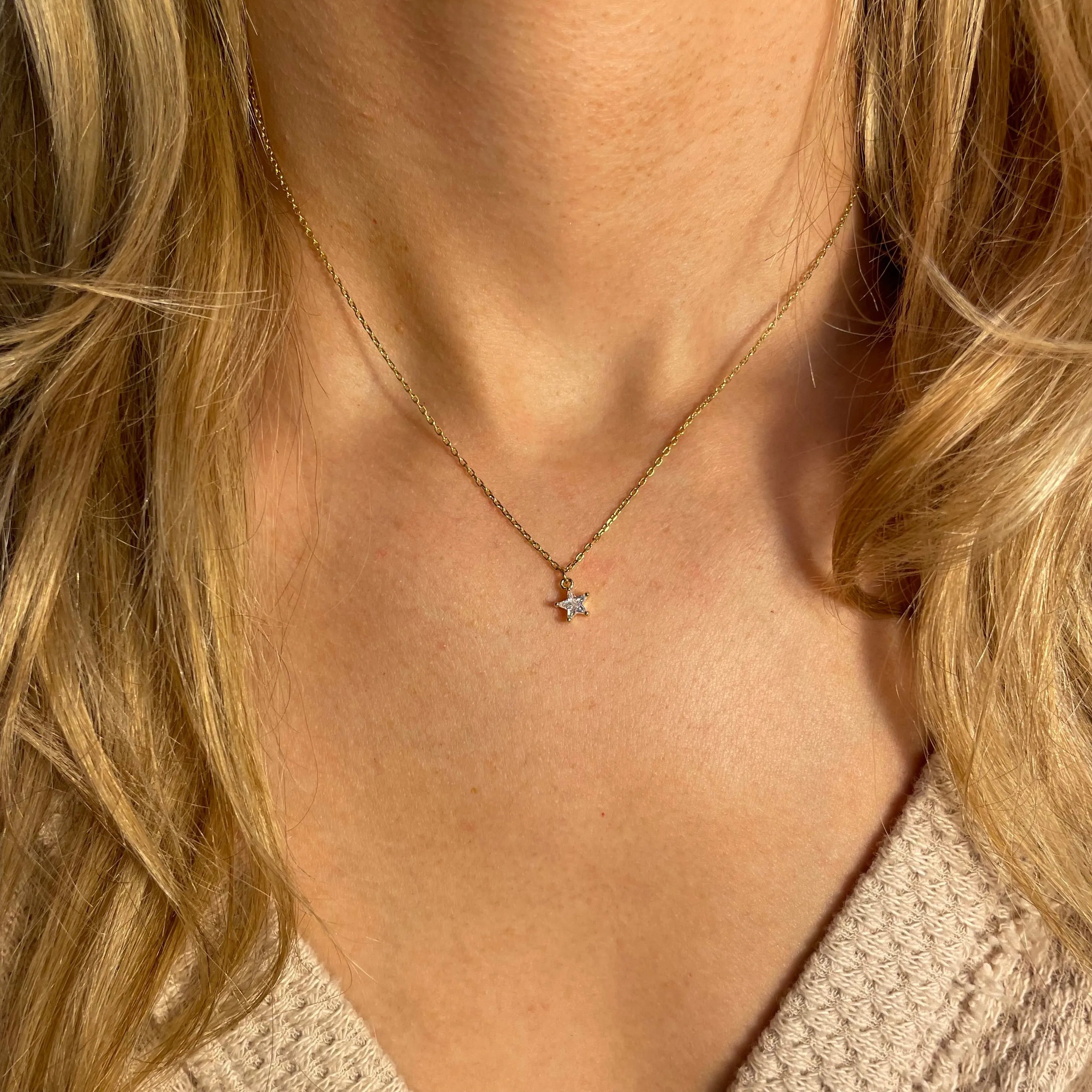 Gold Mini Crystal Star Necklace