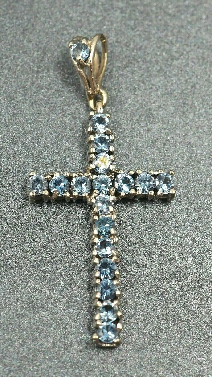 Gorgeous Blue Topaz Cross Silver Pendant Beautiful Religious Jewellery