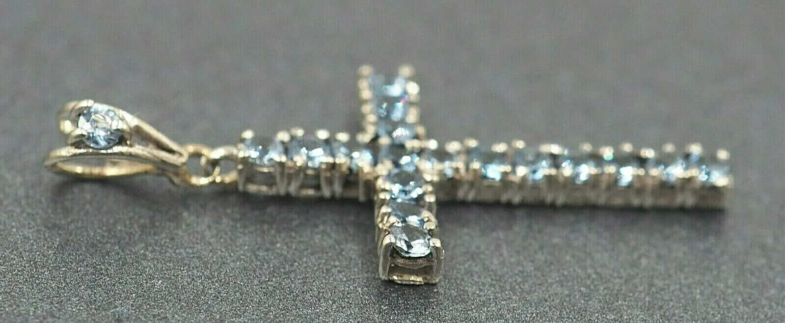 Gorgeous Blue Topaz Cross Silver Pendant Beautiful Religious Jewellery