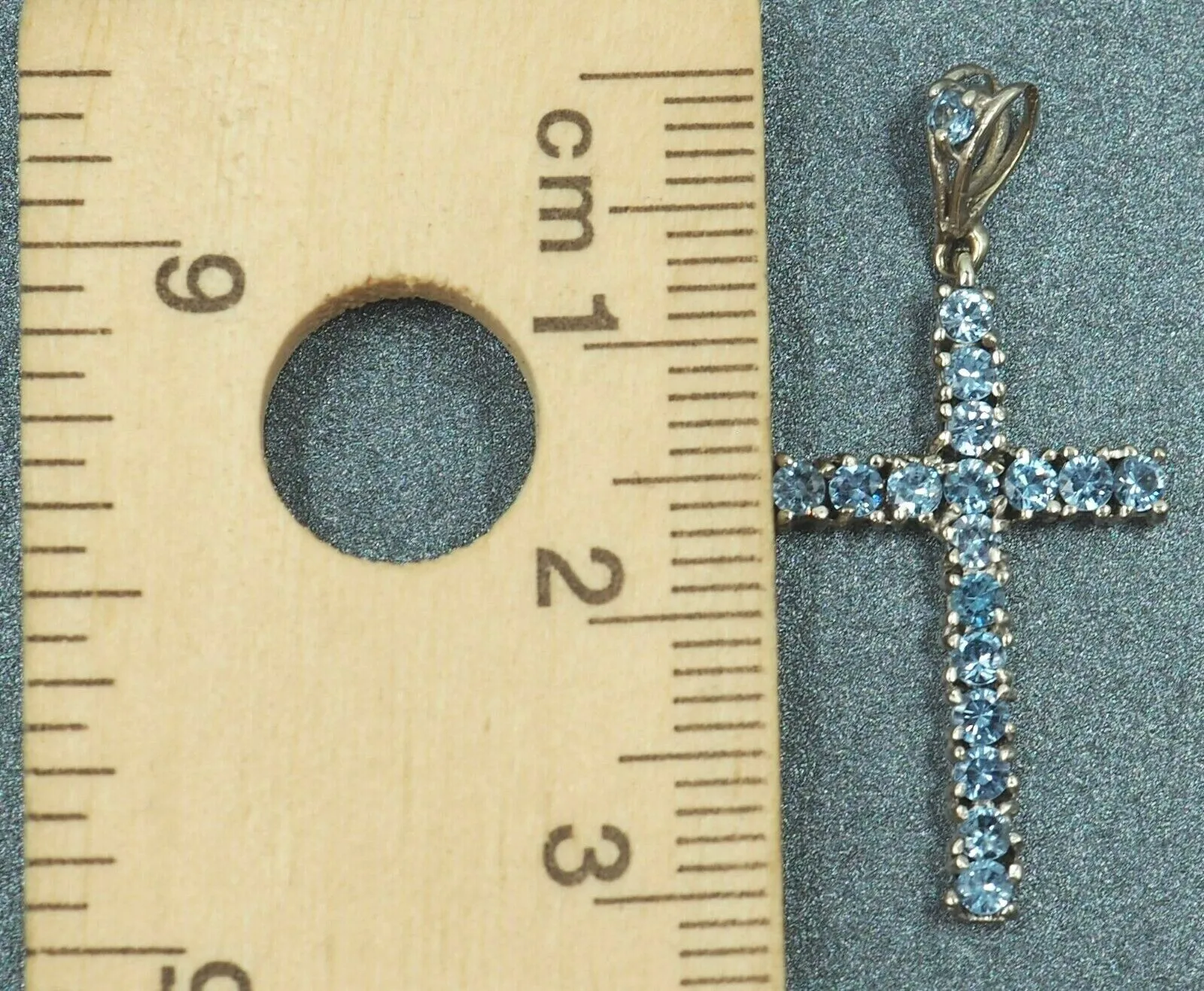 Gorgeous Blue Topaz Cross Silver Pendant Beautiful Religious Jewellery