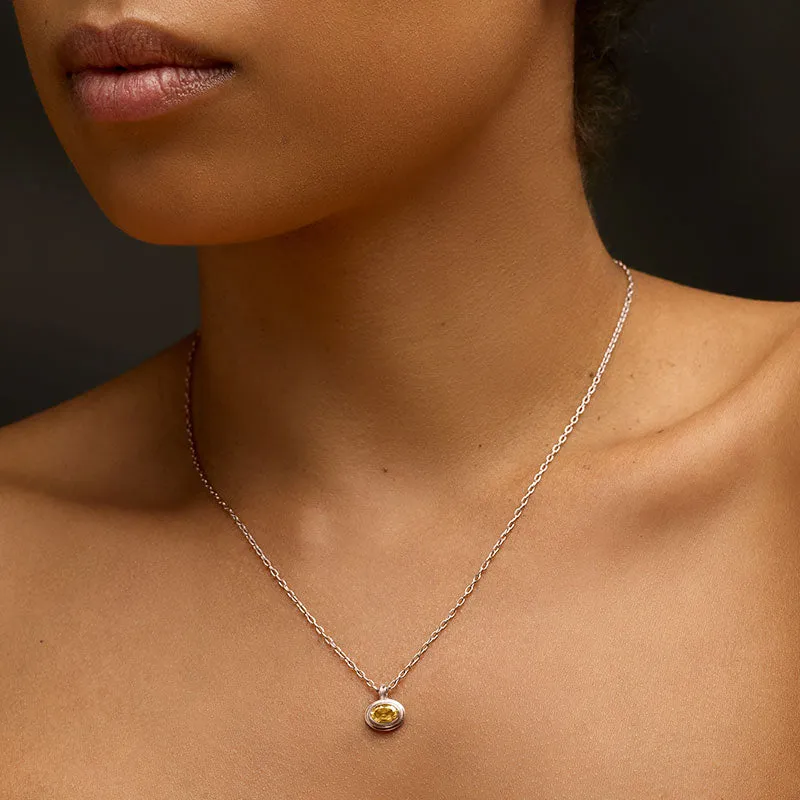Greco Mini Necklace, Citrine, Silver