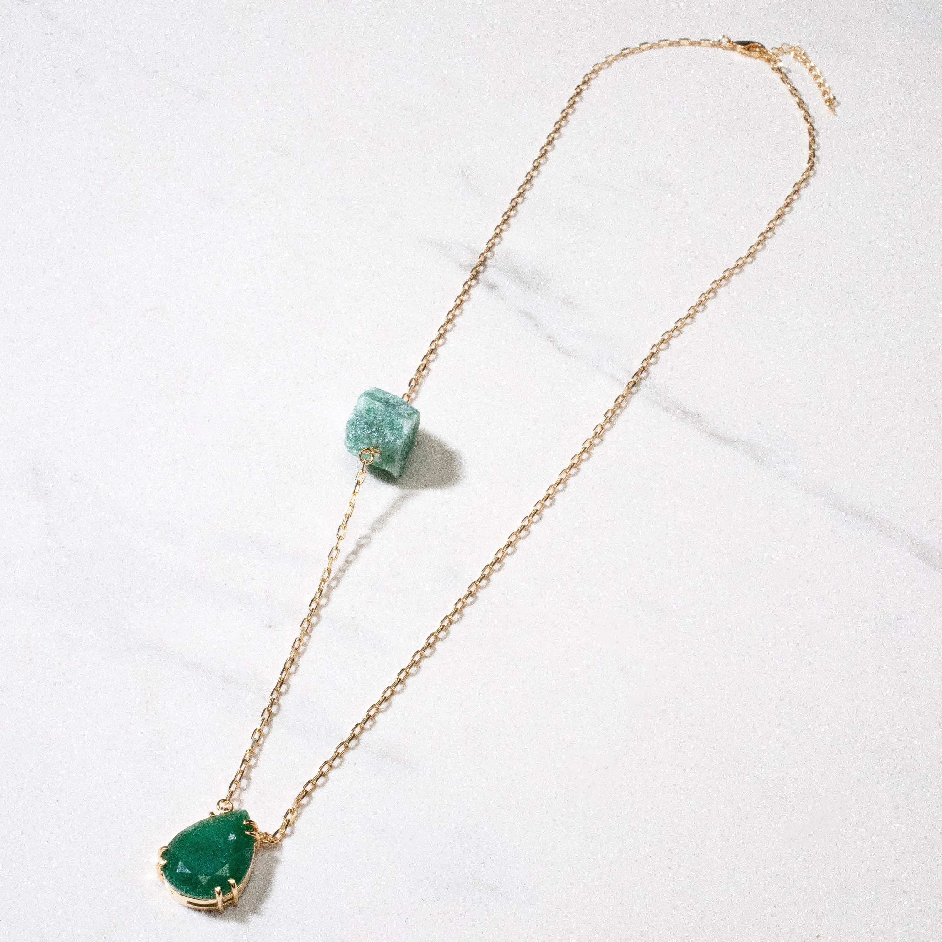 Green Quartz Drop Necklace