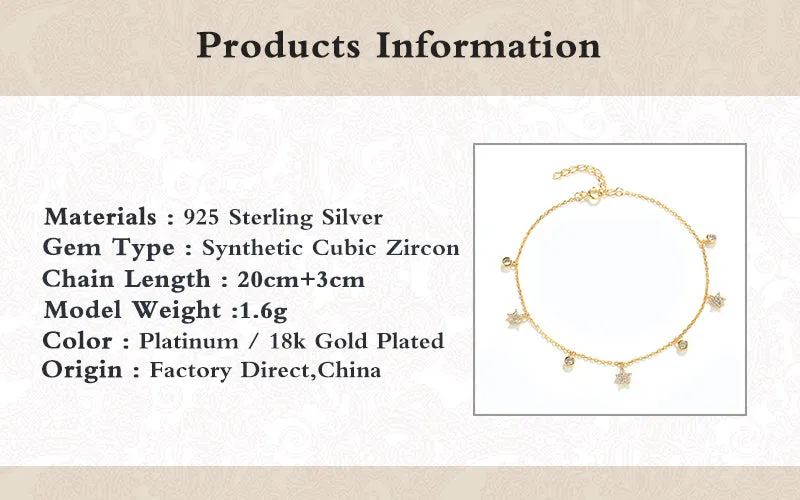 Lightning Diamond Anklet Sterling Silver Fashion