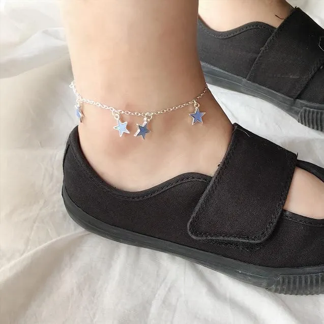 Luminous Ladies Beach Winds Blue Pentagon Star Anklet