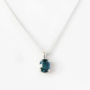 Luna, an Oval cut London Blue Topaz Necklace - 8x6mm