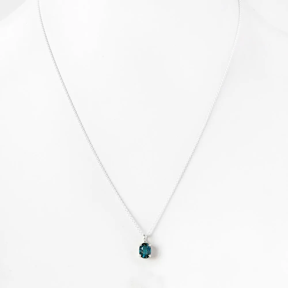 Luna, an Oval cut London Blue Topaz Necklace - 8x6mm