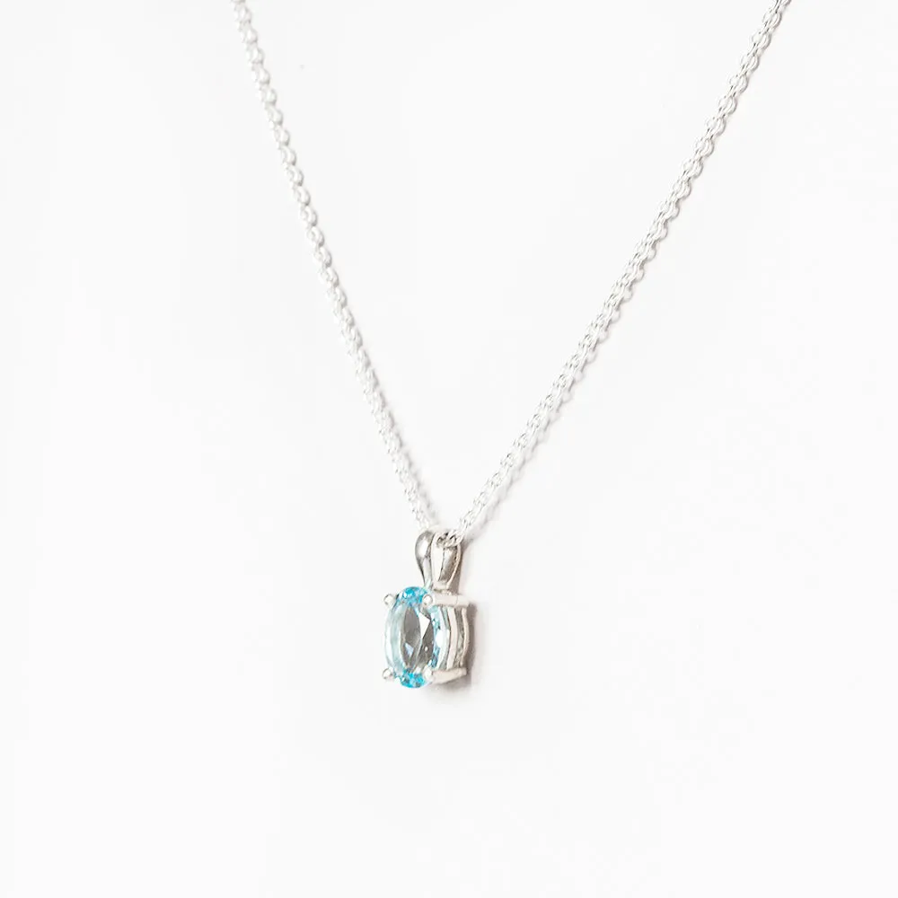 Luna, an Oval cut Sky Blue Topaz Necklace - 7x5mm