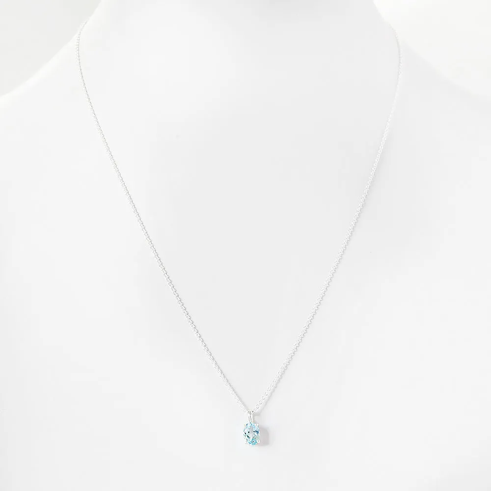 Luna, an Oval cut Sky Blue Topaz Necklace - 7x5mm