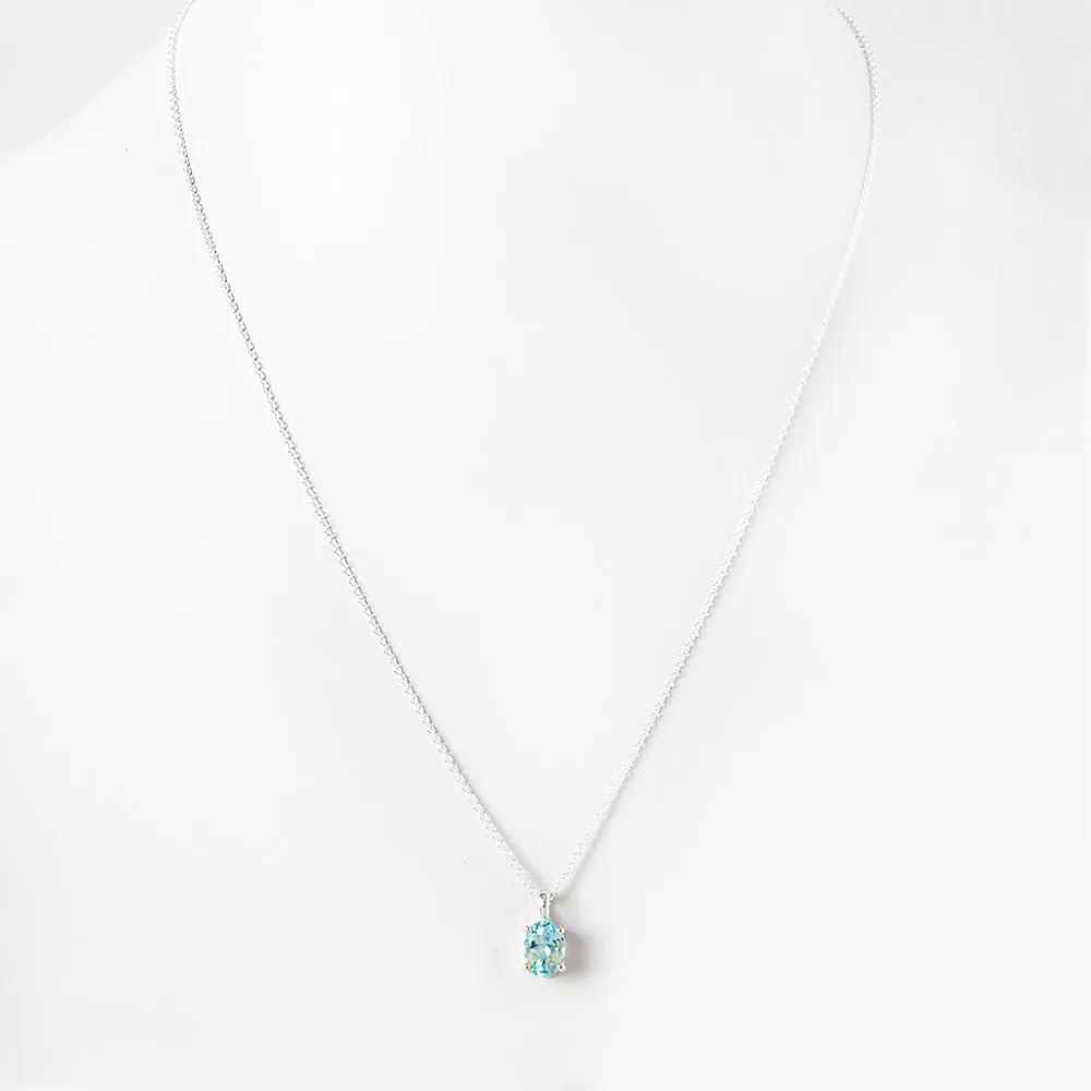 Luna, an Oval cut Sky Blue Topaz Necklace - 8x6mm