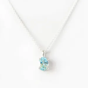 Luna, an Oval cut Sky Blue Topaz Necklace - 8x6mm