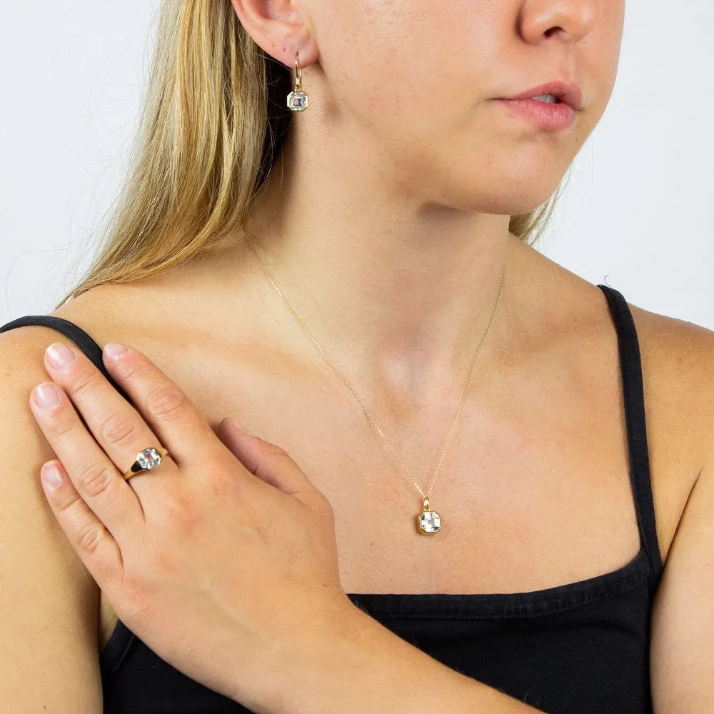 MILENA Gold Necklace with White Topaz