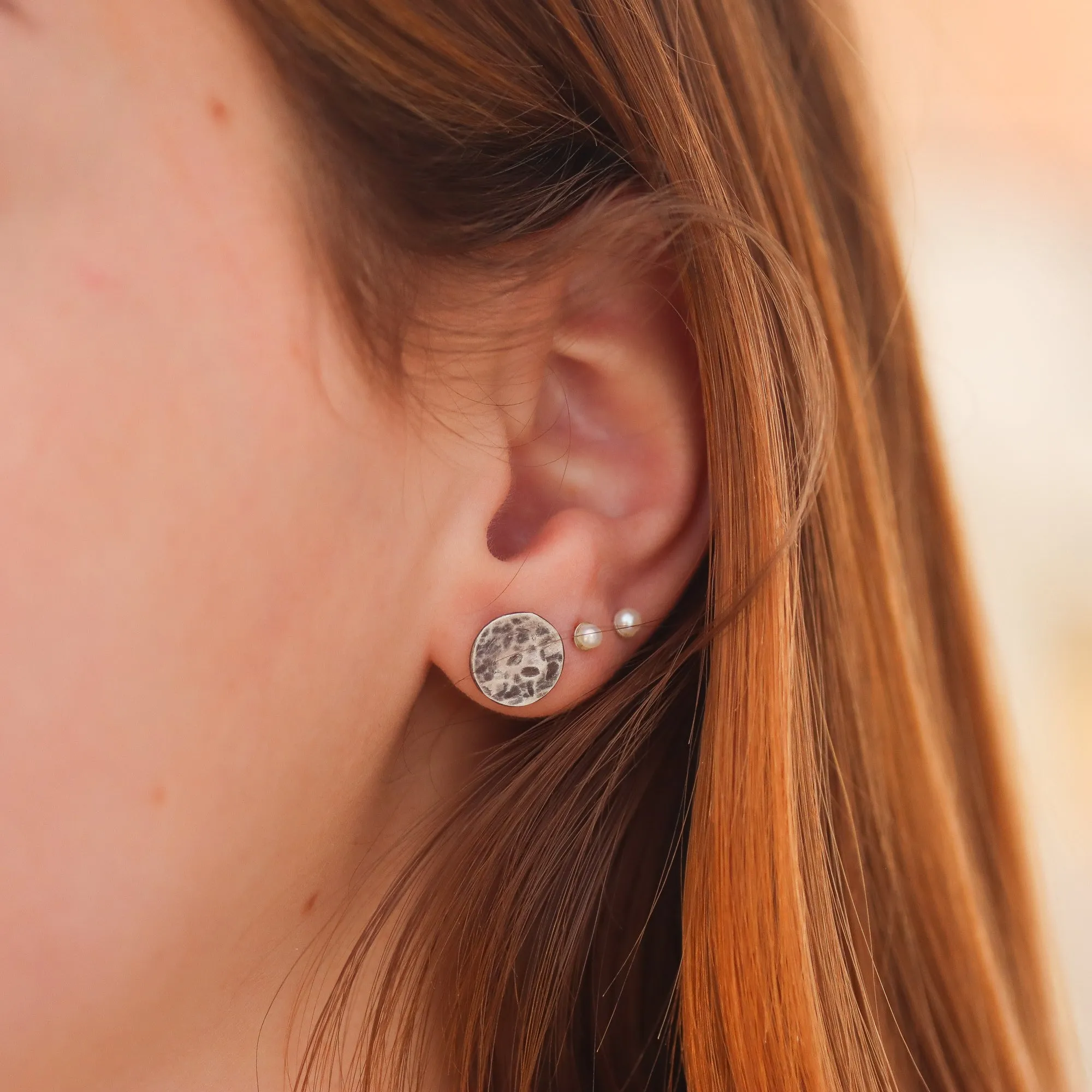 Mini Pearl Stud Earrings in Solid 14K