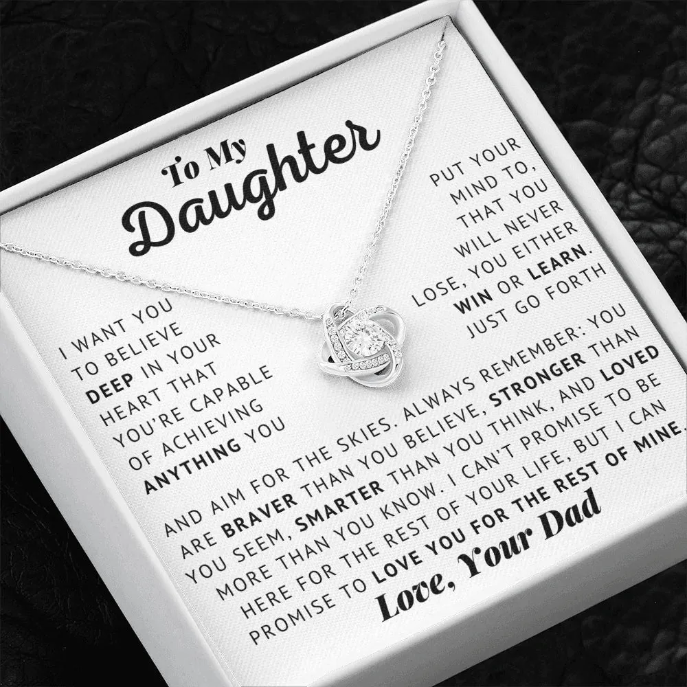 Necklace From Dad To My Daughter - Aim For The Skies - Love, Dad - Love Knot Necklace, Gift for Daughter