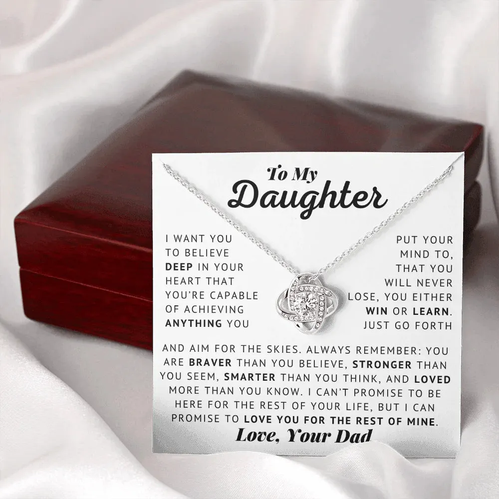 Necklace From Dad To My Daughter - Aim For The Skies - Love, Dad - Love Knot Necklace, Gift for Daughter