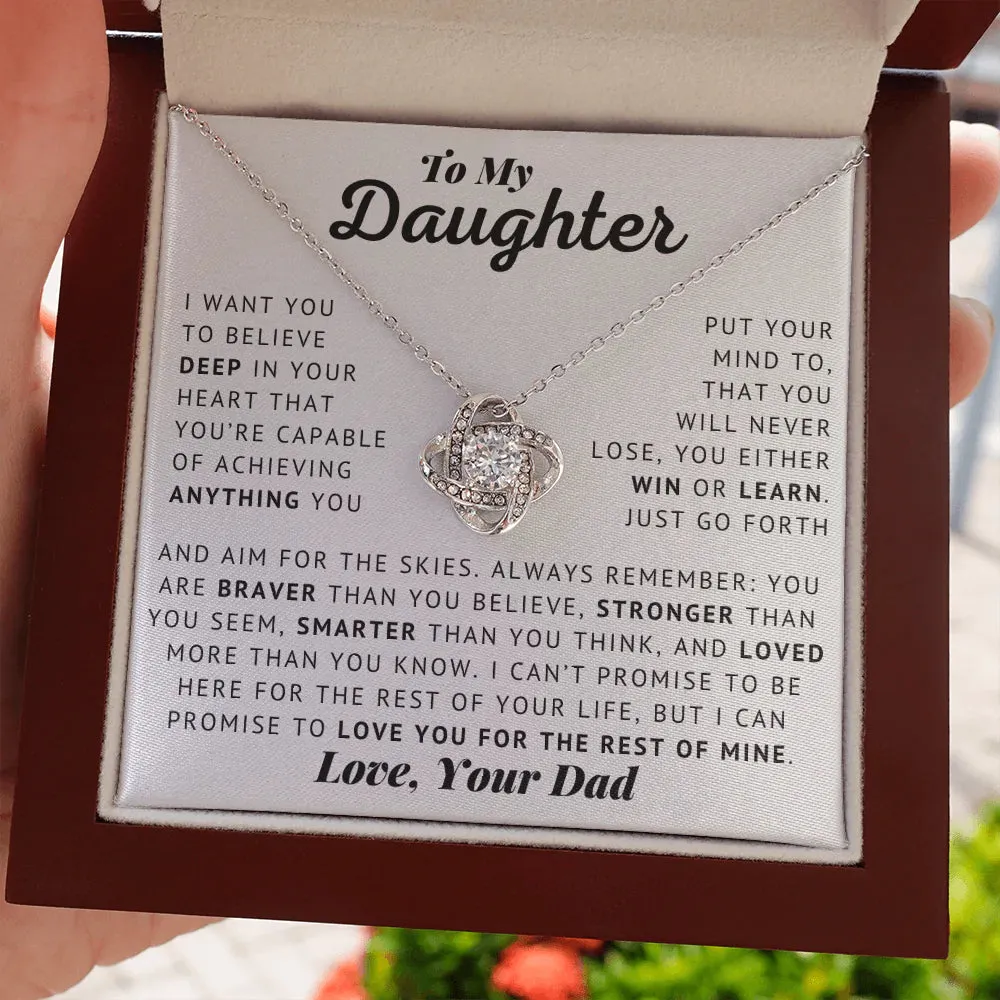 Necklace From Dad To My Daughter - Aim For The Skies - Love, Dad - Love Knot Necklace, Gift for Daughter