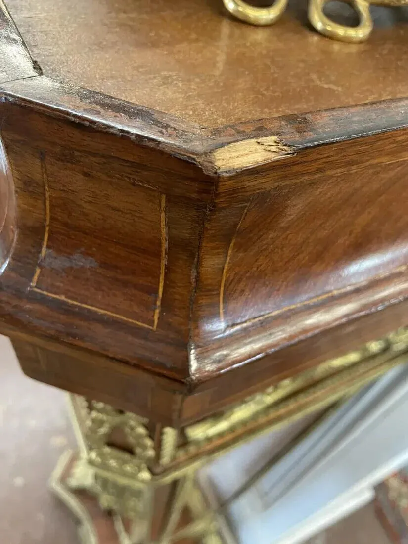 Pedestal, French Empire Style, Gilt Bronze Mounted, Inlaid Kingwood, 20th C.!!