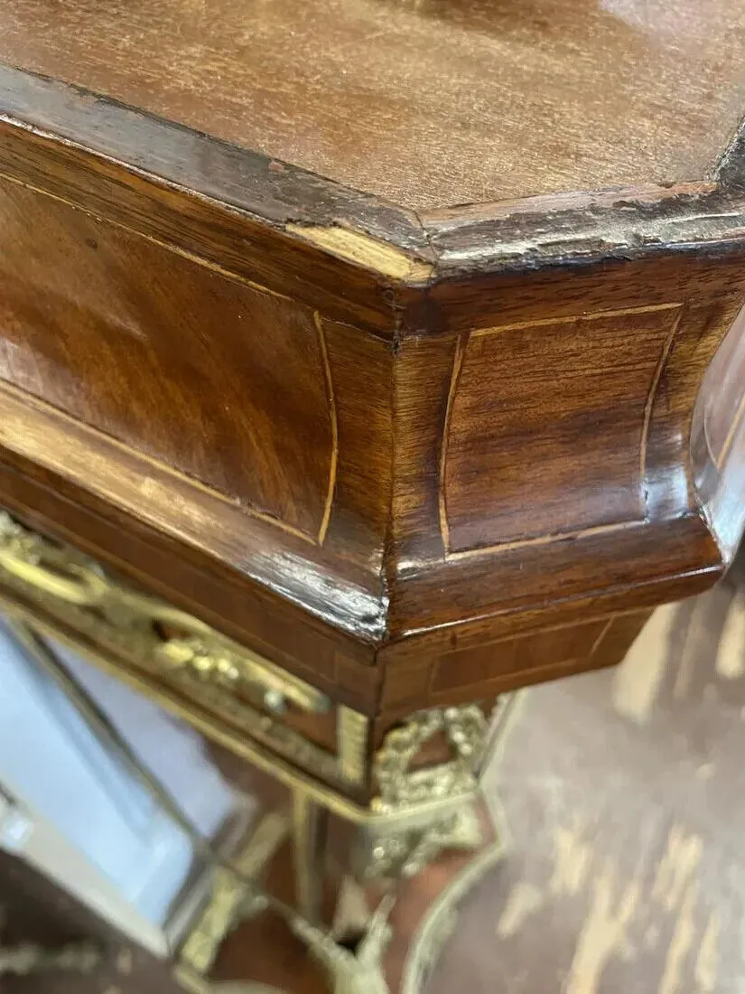 Pedestal, French Empire Style, Gilt Bronze Mounted, Inlaid Kingwood, 20th C.!!