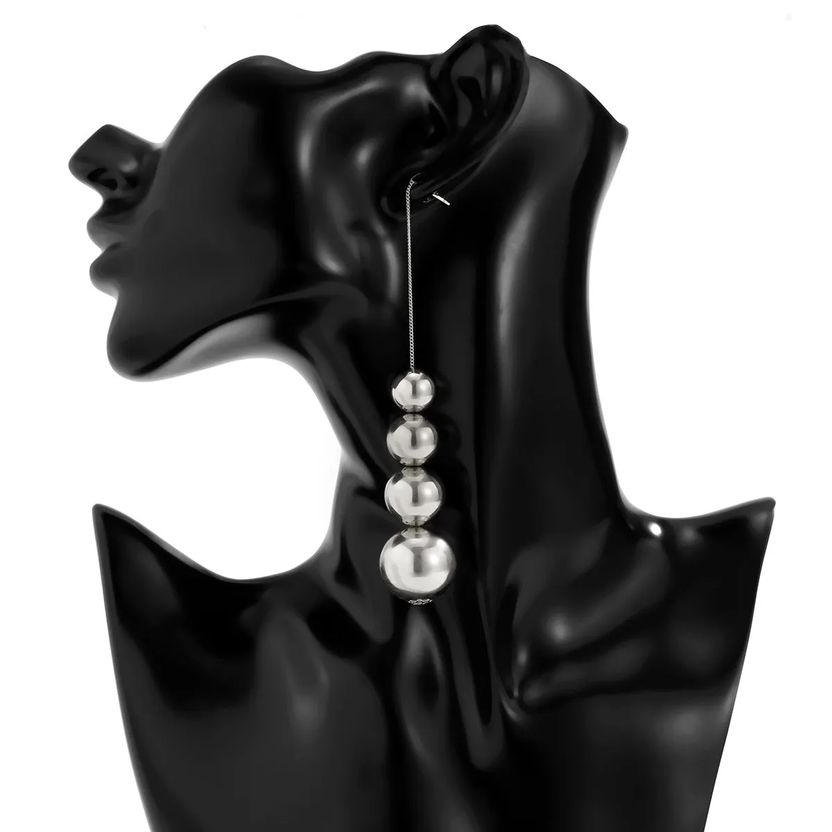 Personality Geometric Metal CCB Bead Pendant Ear Jewelry