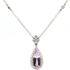 Pink Teardrop Topaz & Diamond Necklace