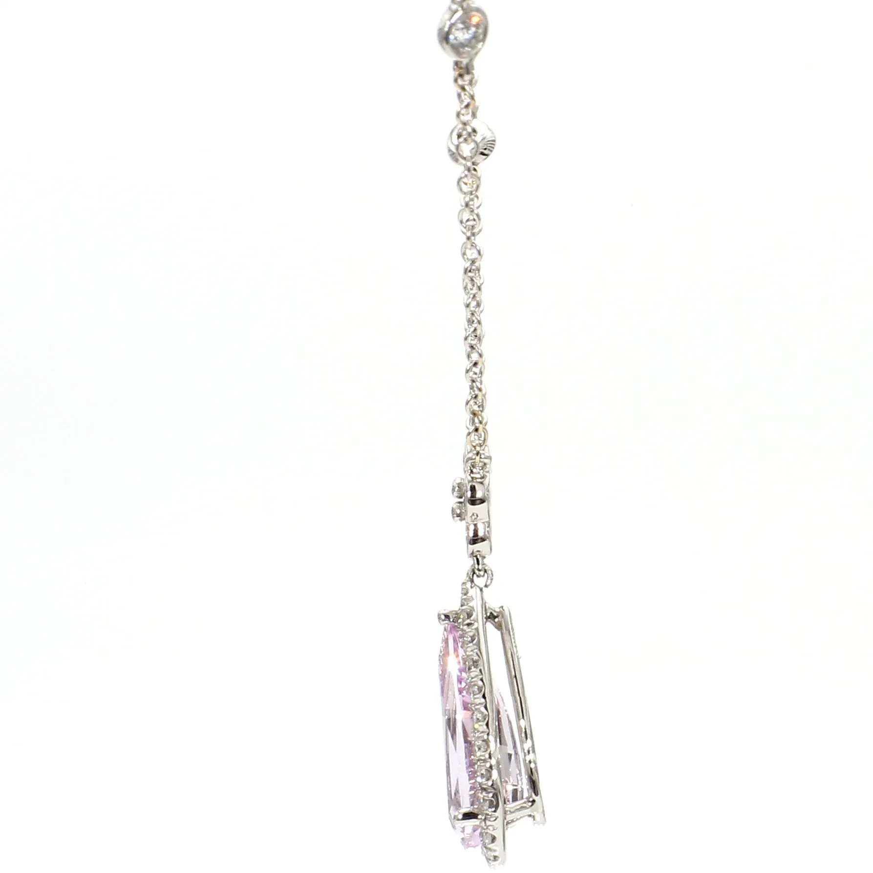 Pink Teardrop Topaz & Diamond Necklace