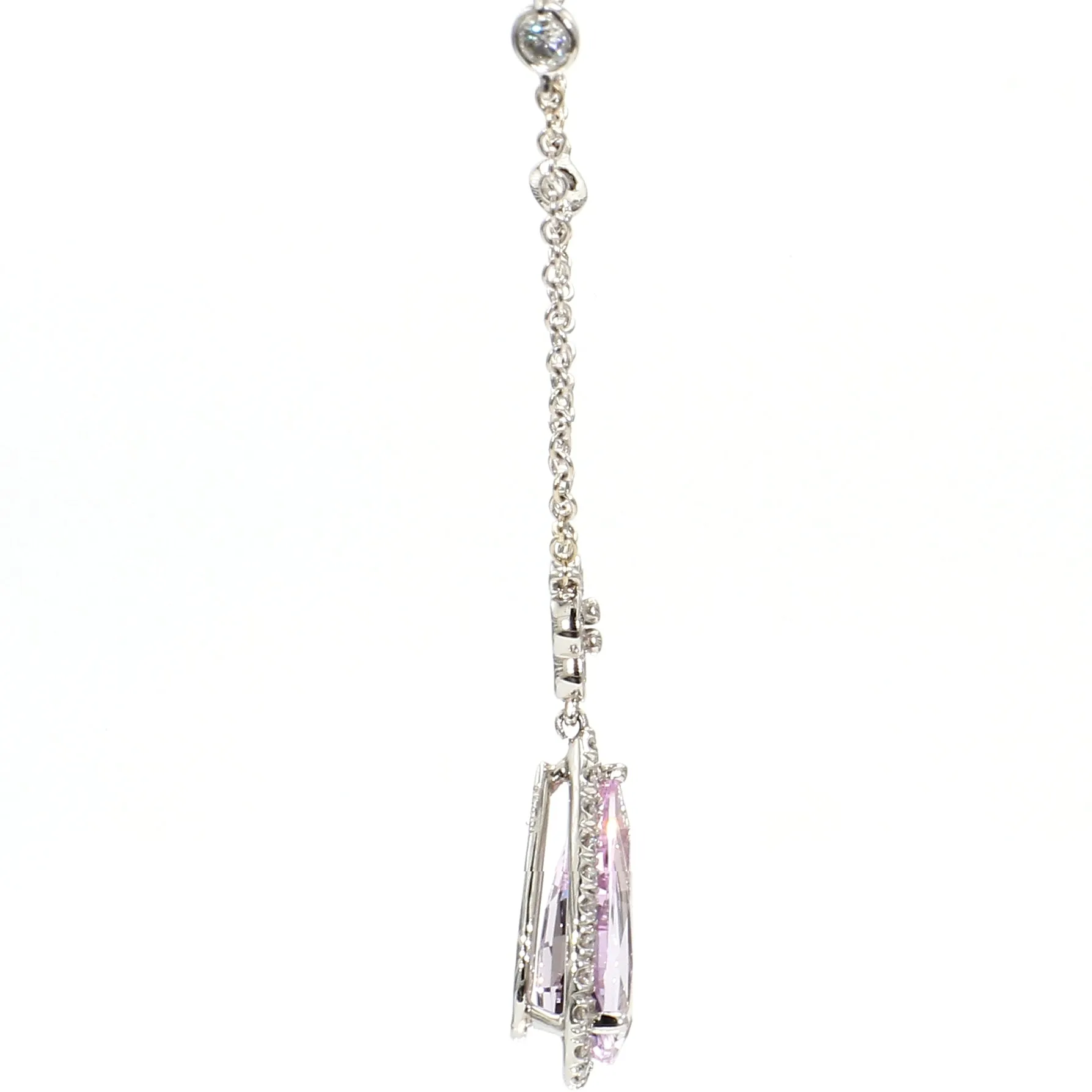 Pink Teardrop Topaz & Diamond Necklace